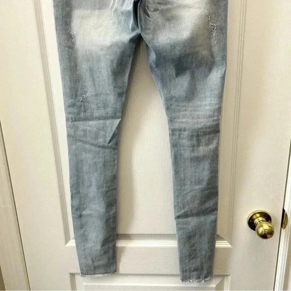 Brave Soul Skinny Jeans Beaded Distressed Denim Stretch Light Blue Size 27 4 NWT - Picture 11 of 16